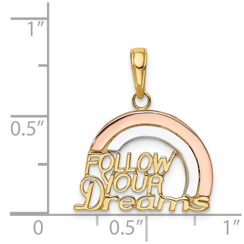 14K Gold "Follow Your Dreams" Rainbow Pendant Necklace - Charlie & Co. Jewelry