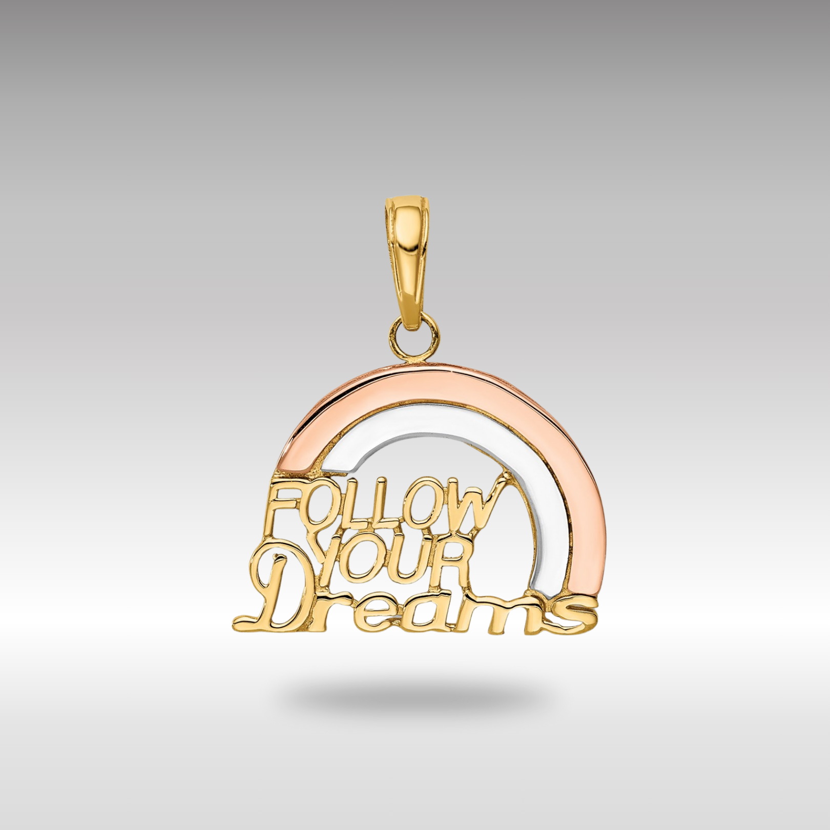 Gold "Follow Your Dreams" Rainbow Pendant Necklace - Charlie & Co. Jewelry