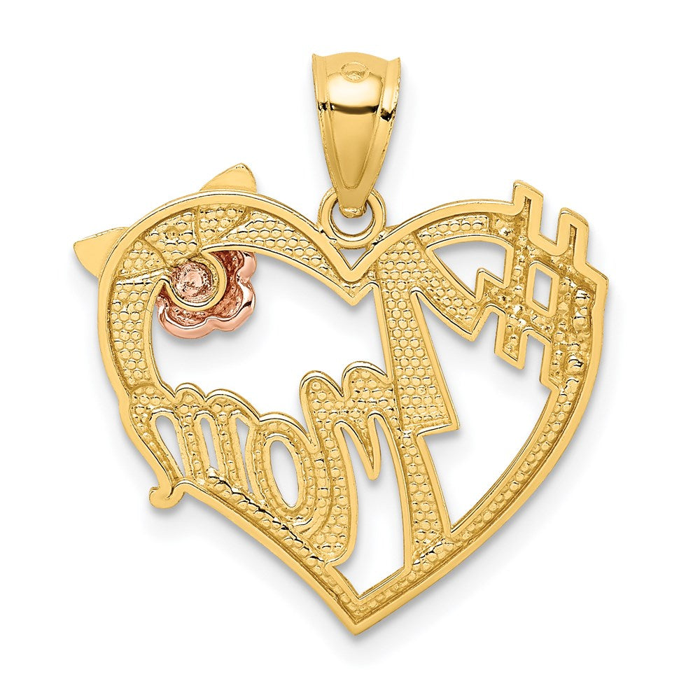Gold #1 MOM Heart Pendant Necklace - Model K2642 - Charlie & Co. Jewelry