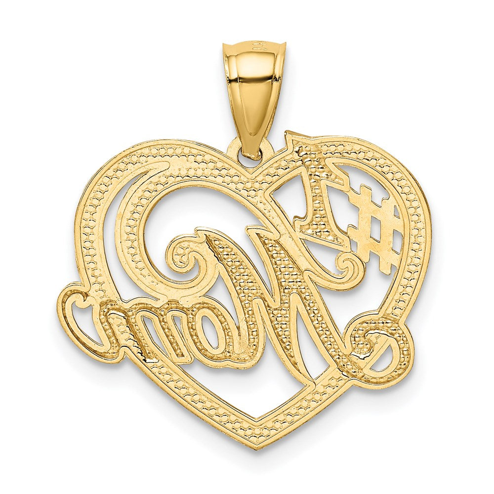 Yellow and White Gold #1 MOM Heart Pendant Necklace - Model K2643 - Charlie & Co. Jewelry