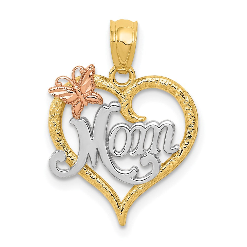 Charlie & Co Jewelry | 14k Two-tone W/white Rhodium Mom Heart Pendant - Model K2659