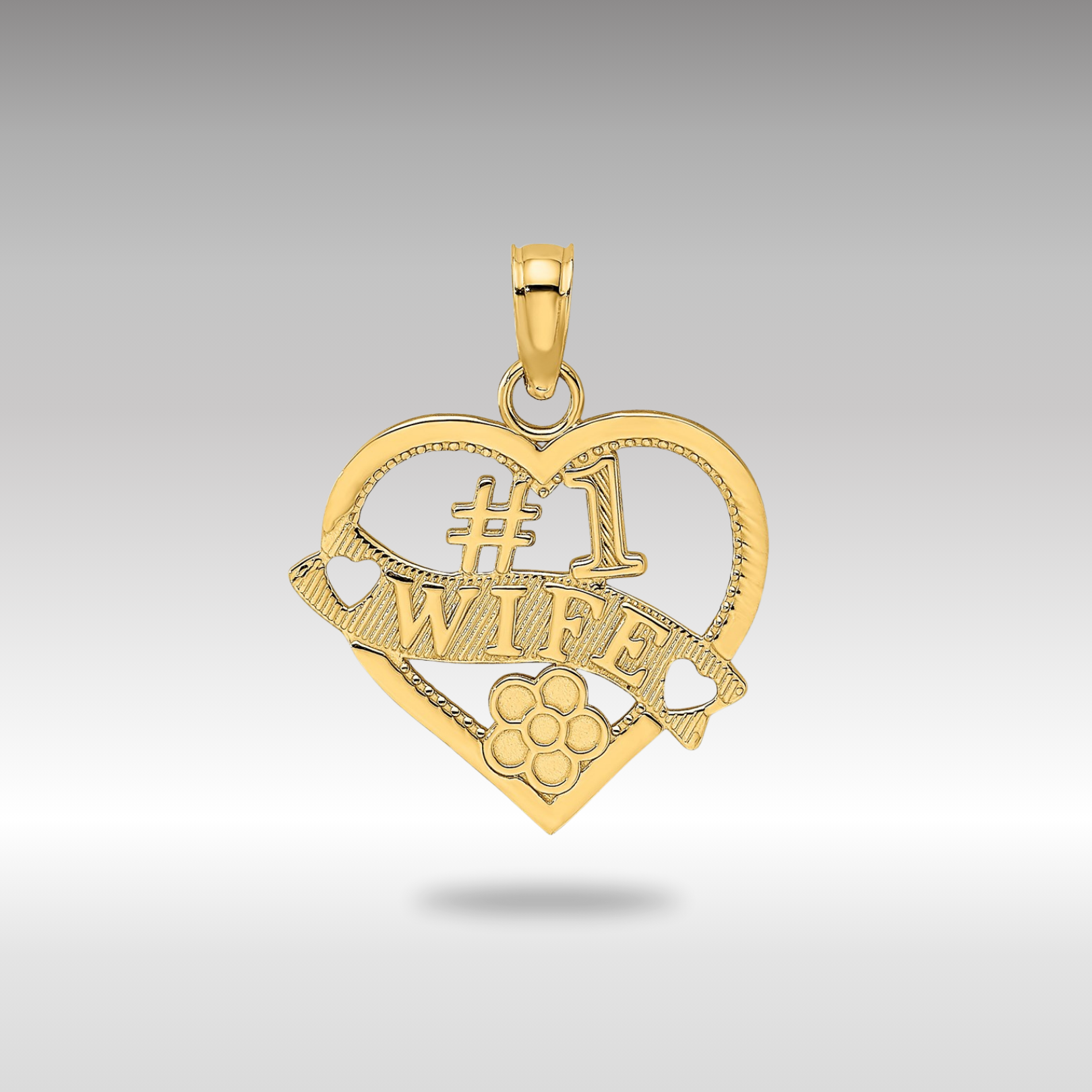 Gold #1 WIFE Heart Charm Necklace - Model K2687 - Charlie & Co. Jewelry