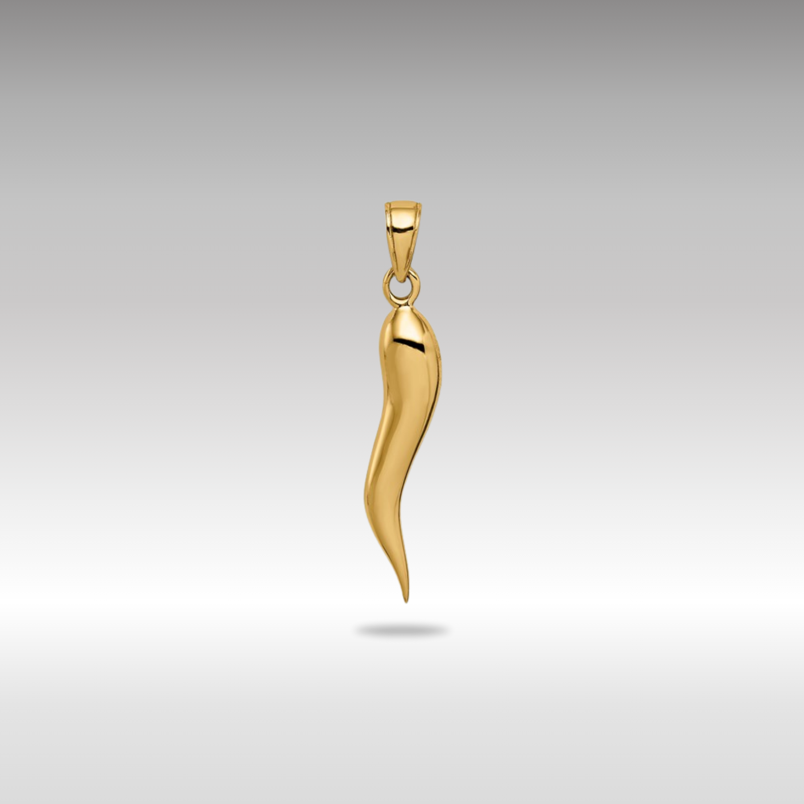 Gold 3D Large Solid Italian Horn Charm With Seamless Design - Model K2737 - Charlie & Co. Jewelry
