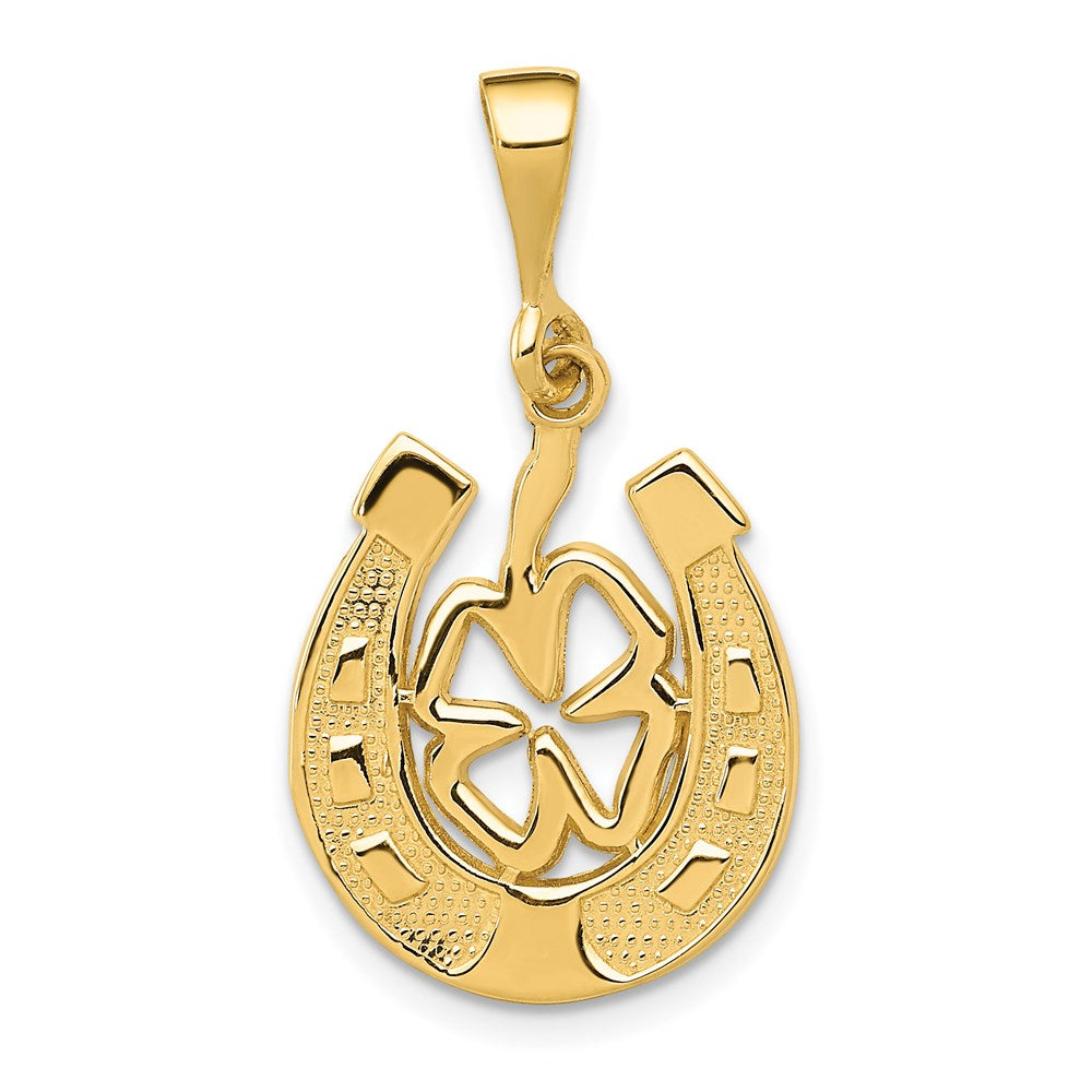 14K Gold Good Luck Clover Necklace Pendant - Charlie & Co. Jewelry