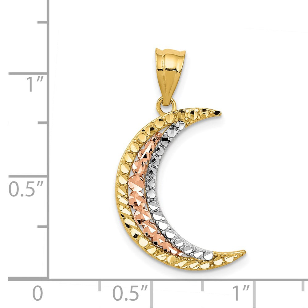Gold Diamond-Cut Moon Pendant Necklace Model-K3199 - Charlie & Co. Jewelry