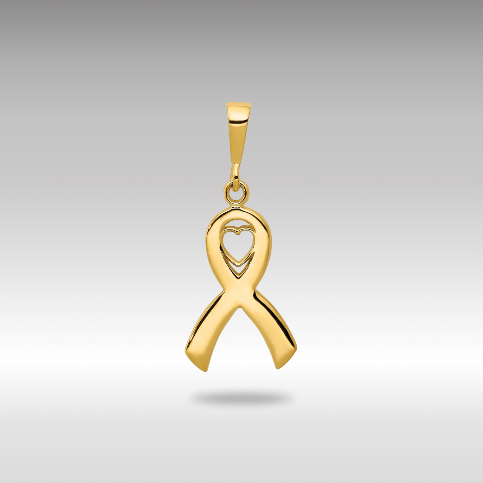 Gold Heart in Awareness Ribbon Necklace Pendant - Charlie & Co. Jewelry