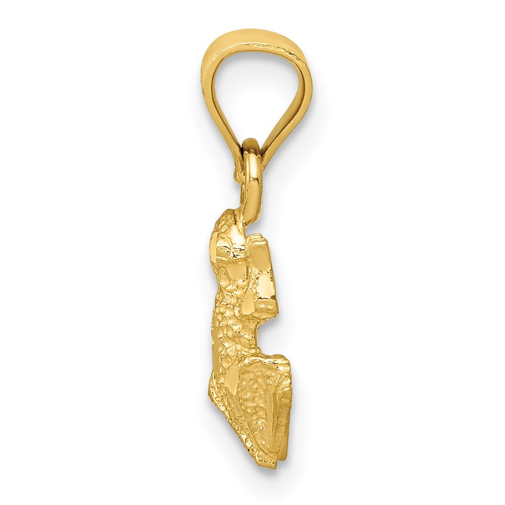 14K Gold Diamond-Cut Frog Pendant - Charlie & Co. Jewelry