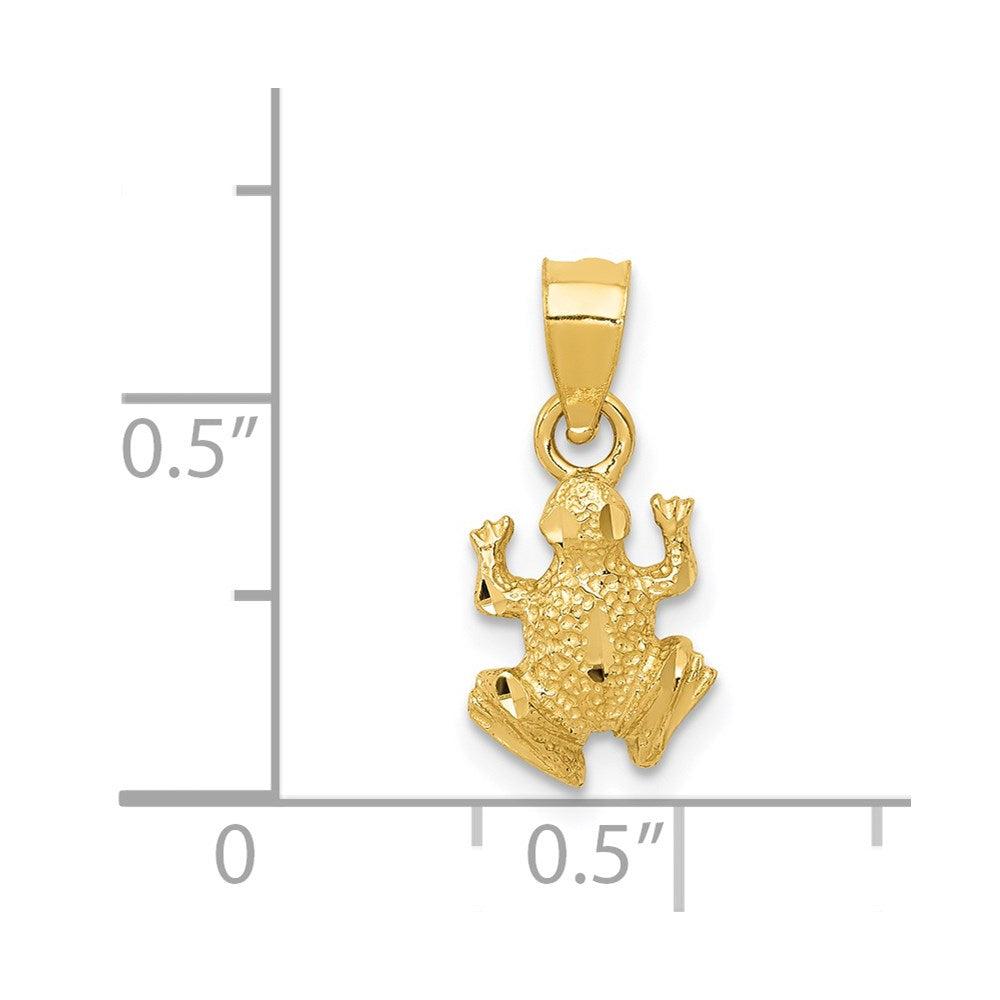 14K Gold Diamond-Cut Frog Pendant - Charlie & Co. Jewelry