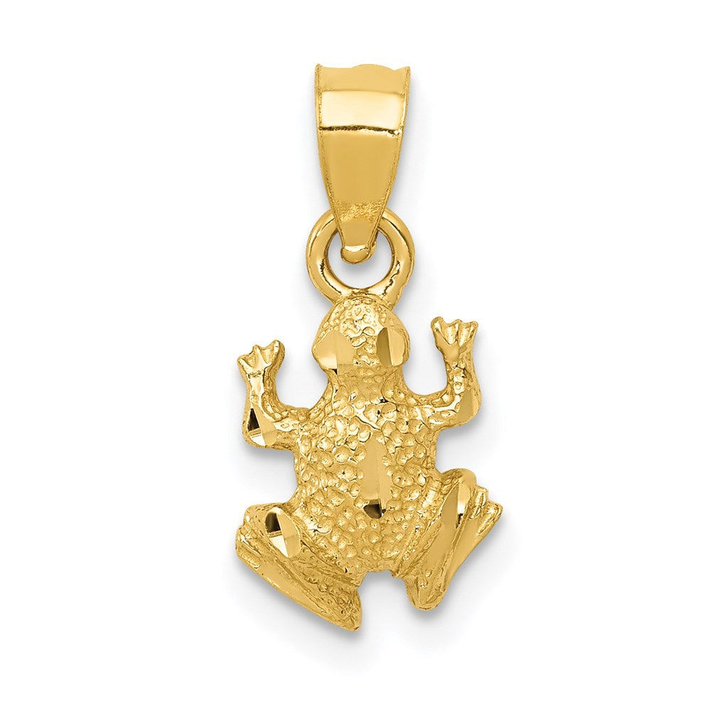 14K Gold Diamond-Cut Frog Pendant - Charlie & Co. Jewelry