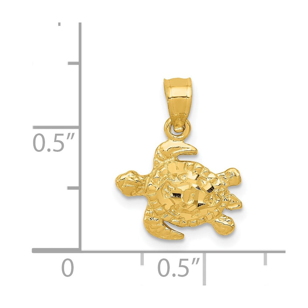14K Gold Small Turtle Charm - Charlie & Co. Jewelry