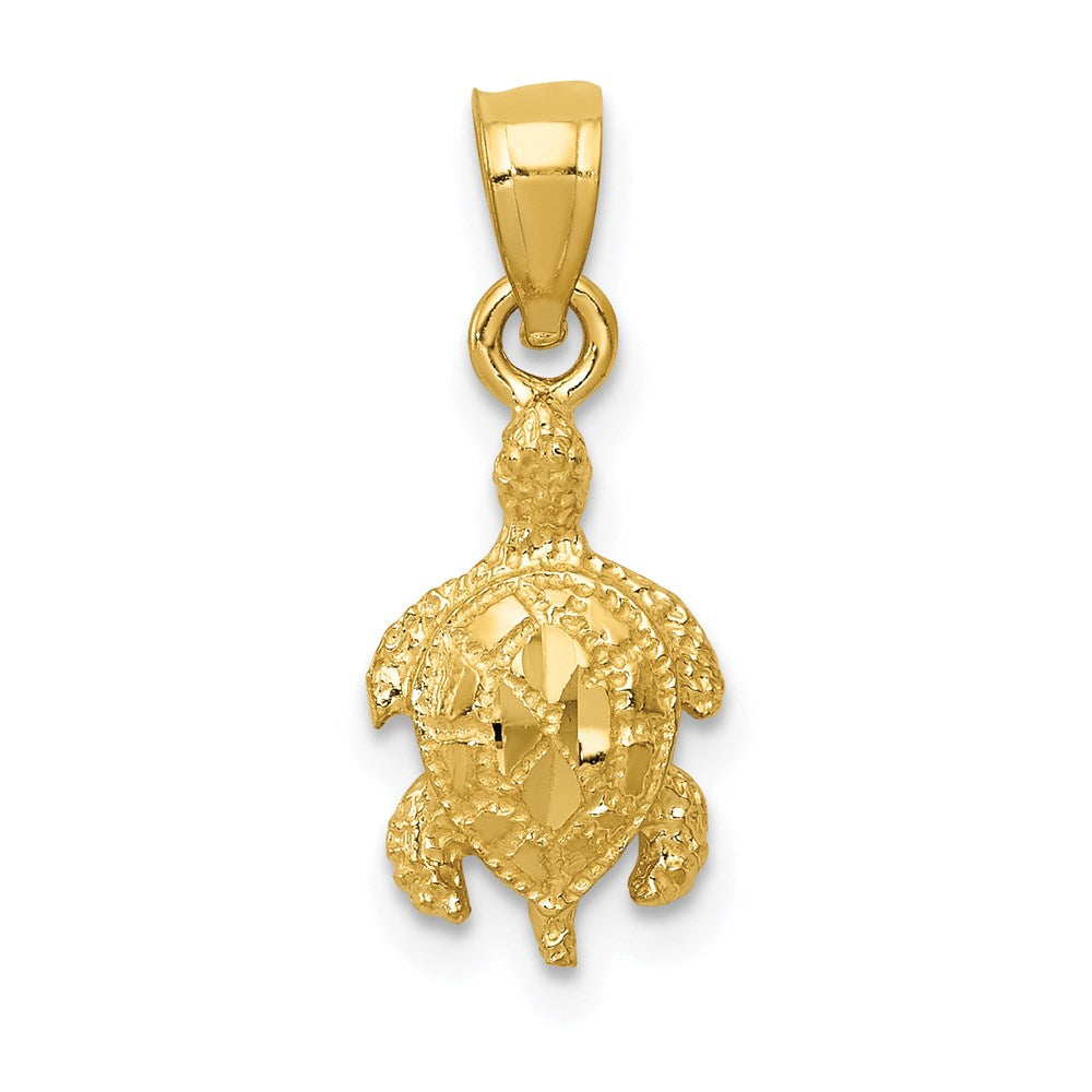 14K Gold Textured Tortoise Shell Pendant - Charlie & Co. Jewelry