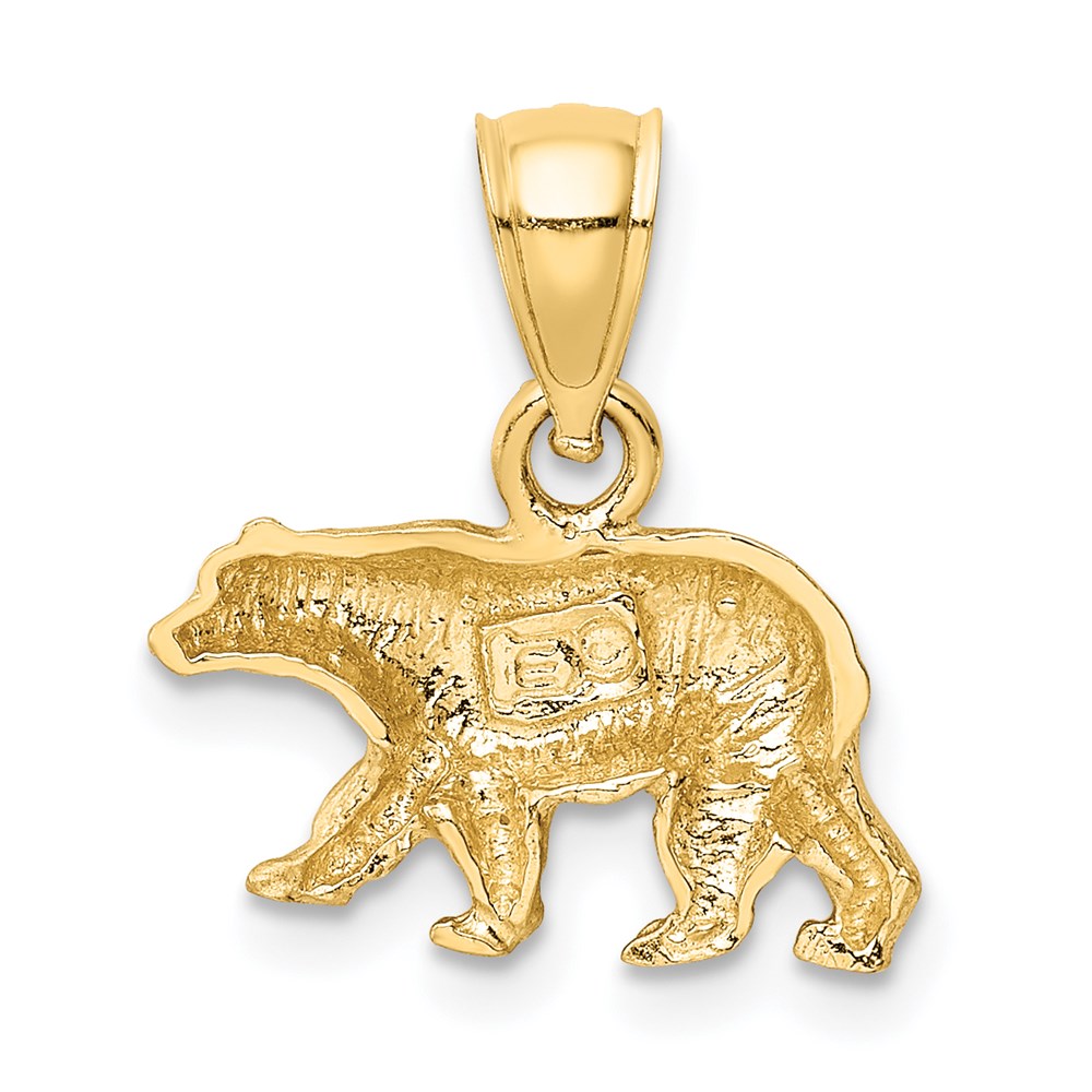 14k Gold Diamond-Cut Bear Necklace Pendant - Charlie & Co. Jewelry