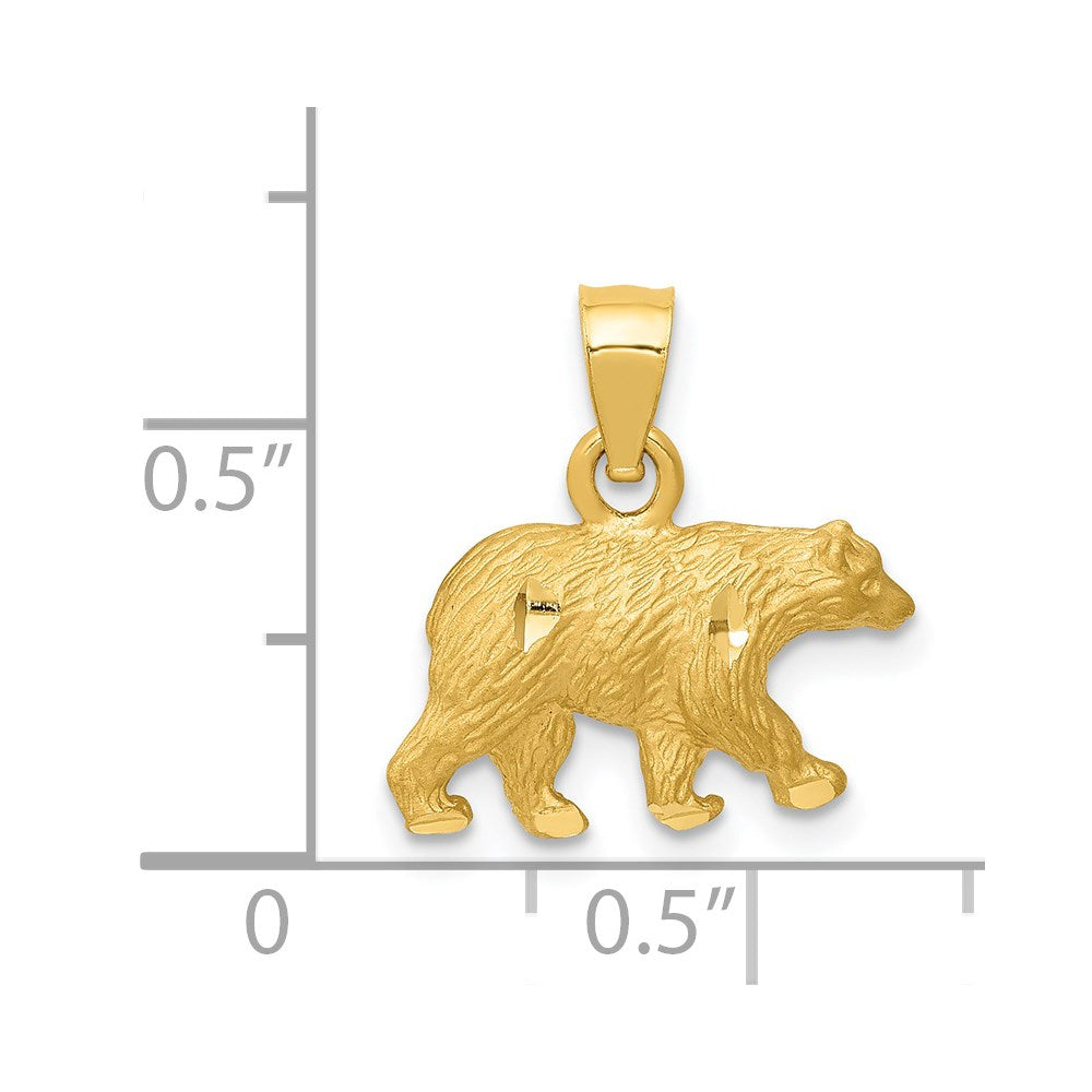 14k Gold Diamond-Cut Bear Necklace Pendant - Charlie & Co. Jewelry