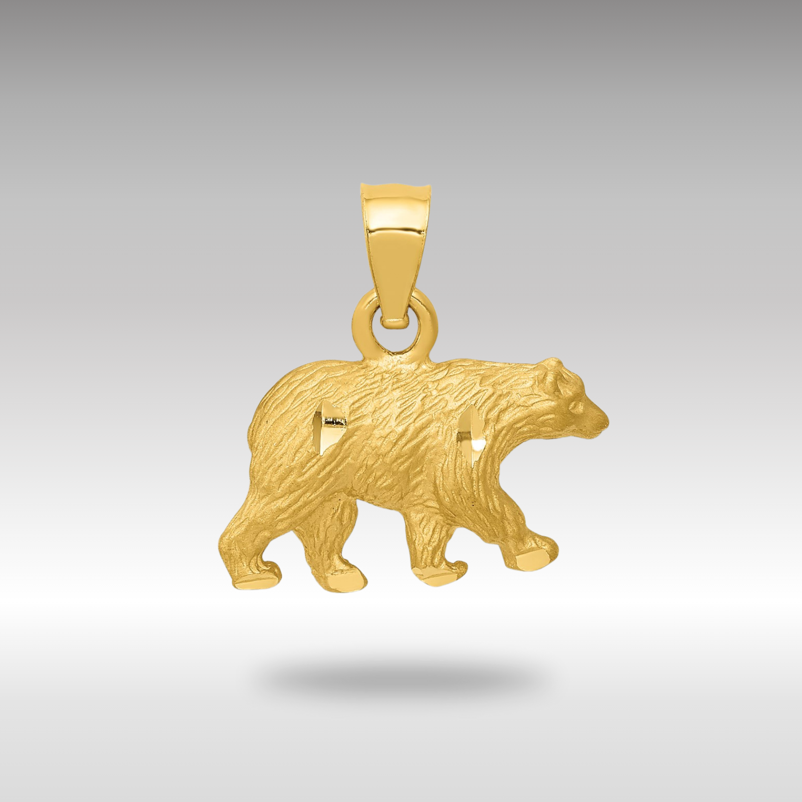 Gold Diamond-Cut Bear Necklace Pendant - Charlie & Co. Jewelry