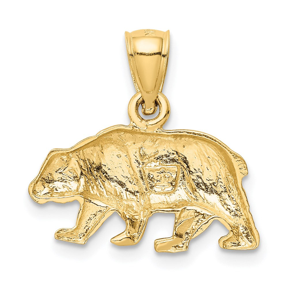 14K Gold Diamond-Cut Bear Necklace Pendant - Charlie & Co. Jewelry