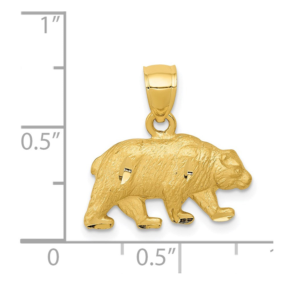 14K Gold Diamond-Cut Bear Necklace Pendant - Charlie & Co. Jewelry
