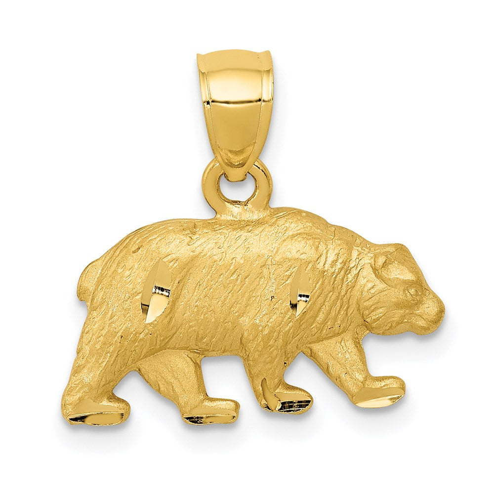 14K Gold Diamond-Cut Bear Necklace Pendant - Charlie & Co. Jewelry