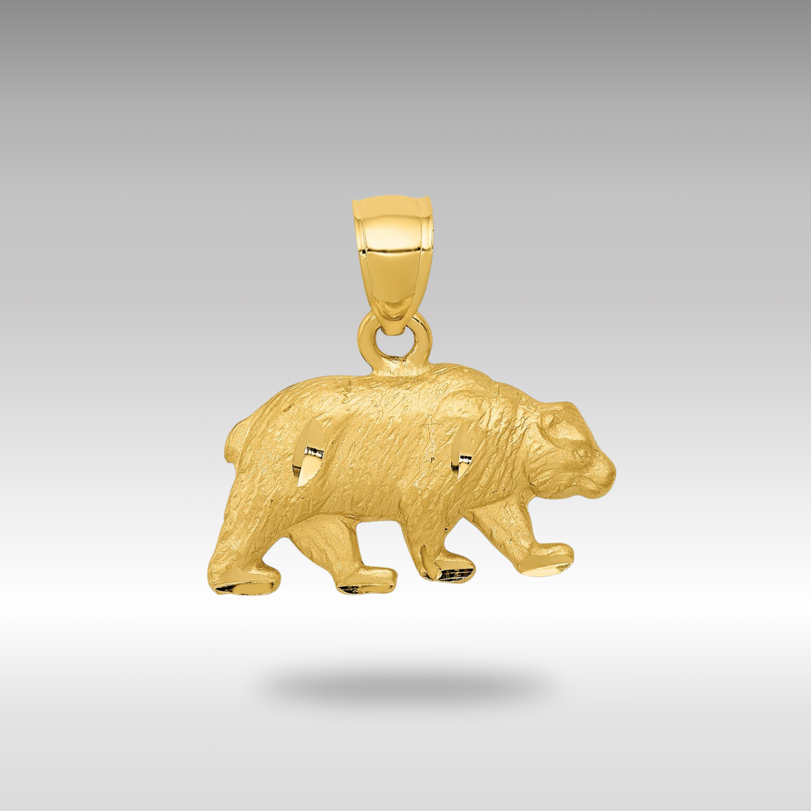 Gold Diamond-Cut Bear Necklace Pendant - Charlie & Co. Jewelry