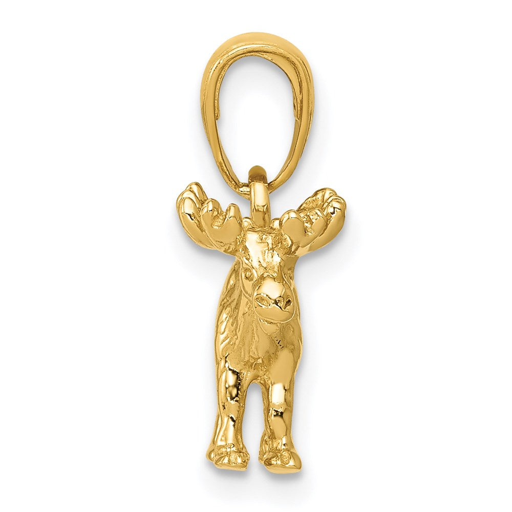 14k Gold 3-D Moose Necklace Pendant - Charlie & Co. Jewelry