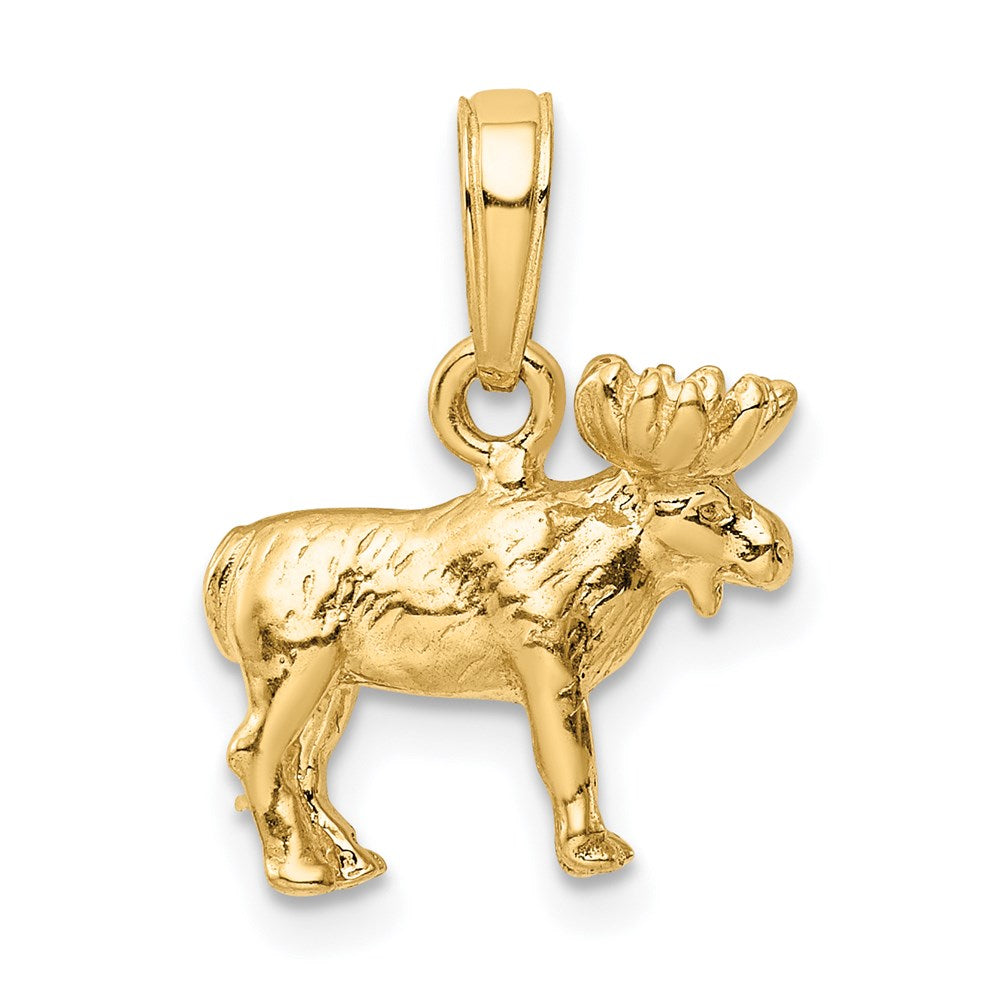 14k Gold 3-D Moose Necklace Pendant - Charlie & Co. Jewelry