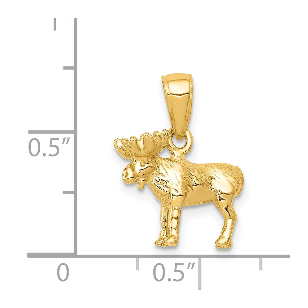 14k Gold 3-D Moose Necklace Pendant - Charlie & Co. Jewelry