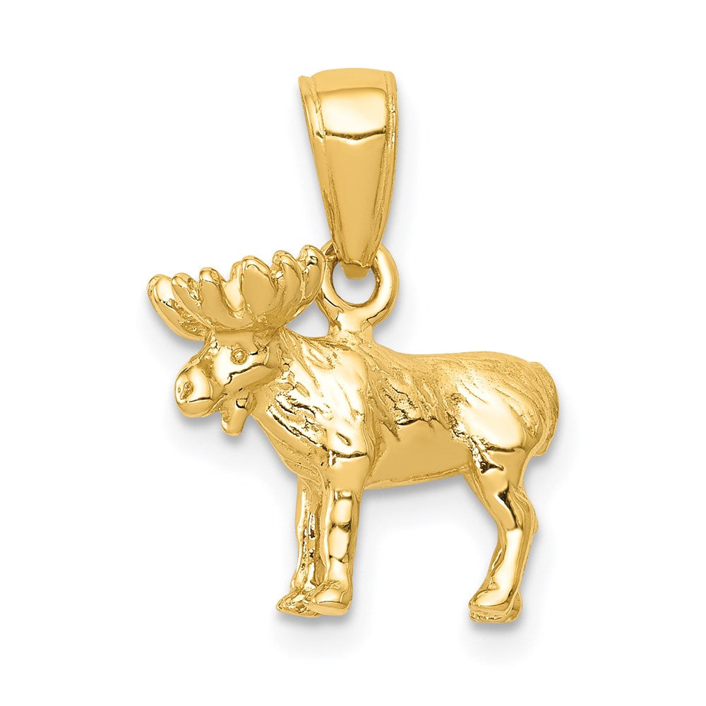 14k Gold 3-D Moose Necklace Pendant - Charlie & Co. Jewelry