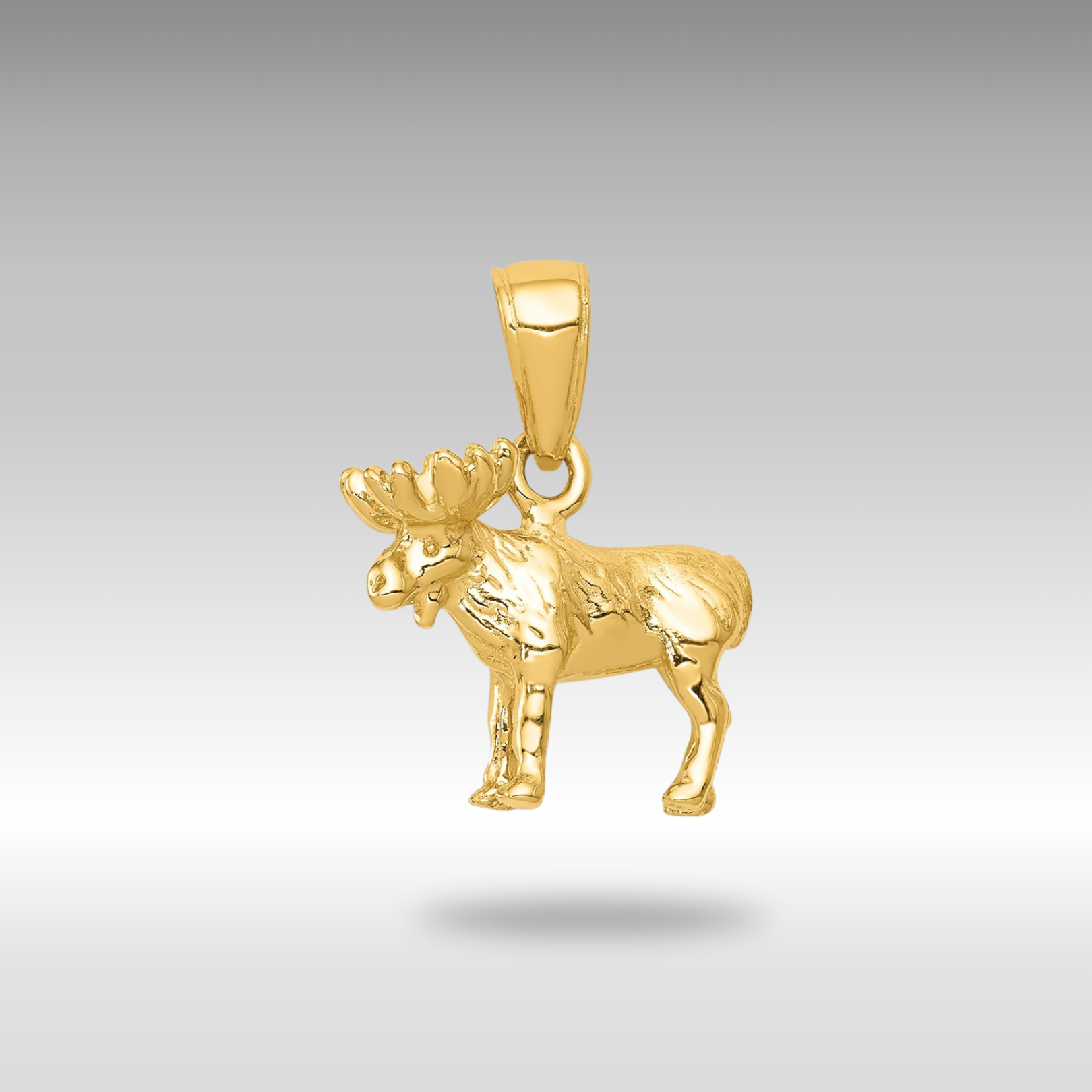 Gold 3-D Moose Necklace Pendant - Charlie & Co. Jewelry