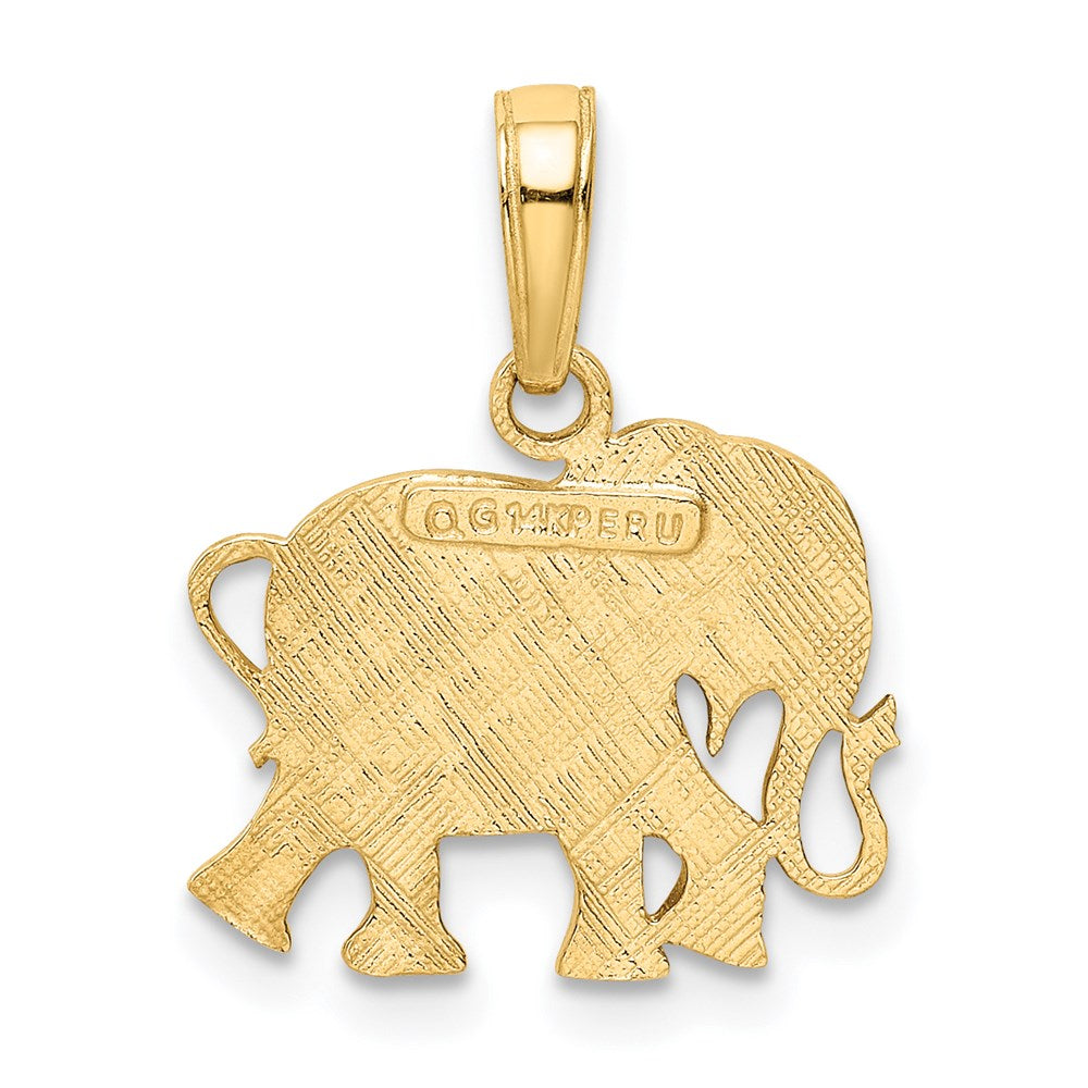 14K Gold Textured Elephant Necklace Pendant - Charlie & Co. Jewelry