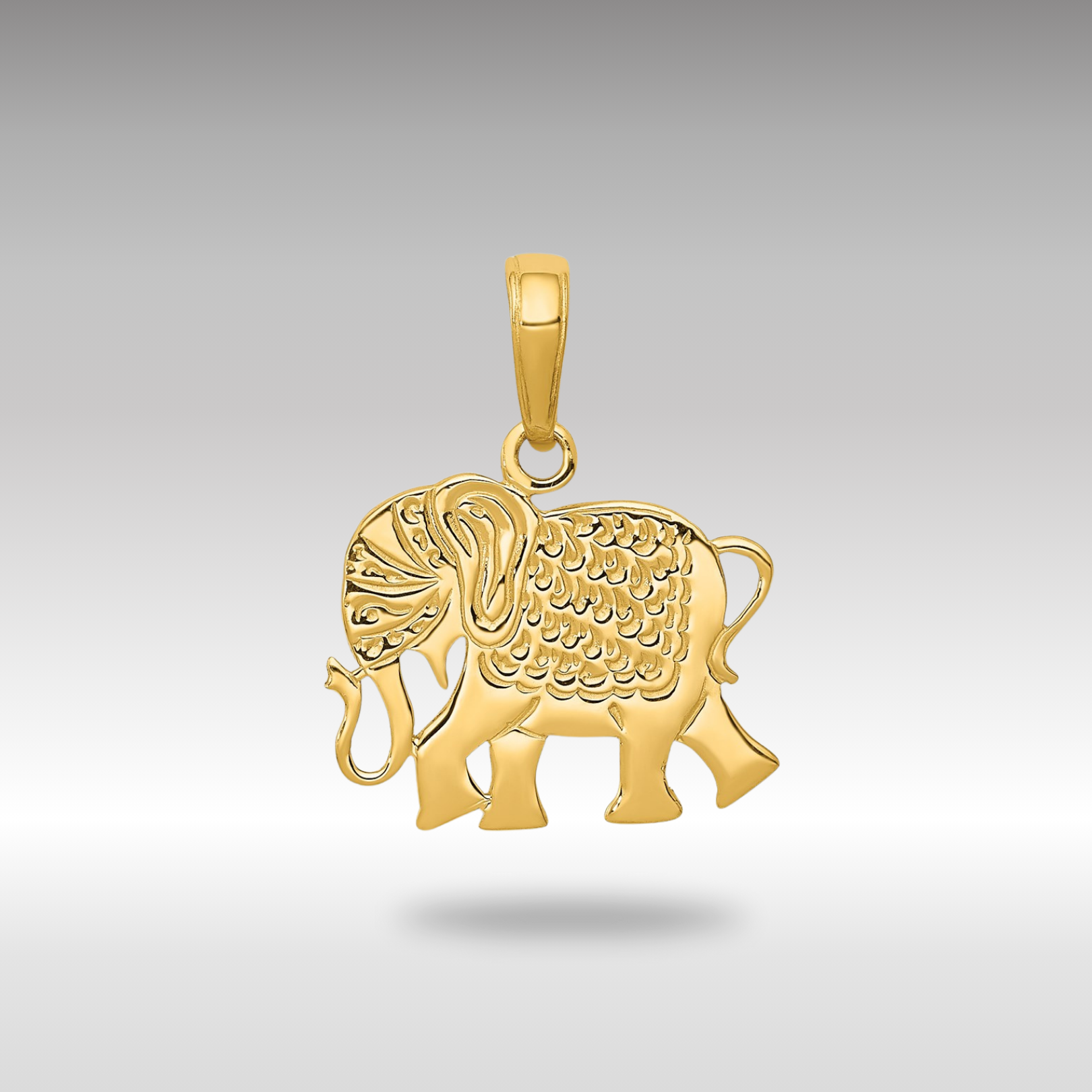 Gold Textured Elephant Necklace Pendant - Charlie & Co. Jewelry