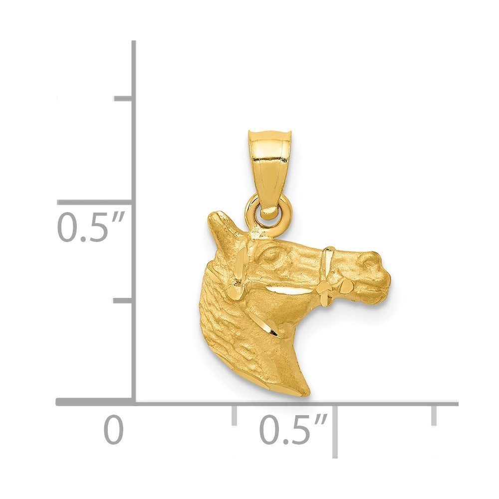 14K Gold Diamond-Cut Horse Pendant - Charlie & Co. Jewelry