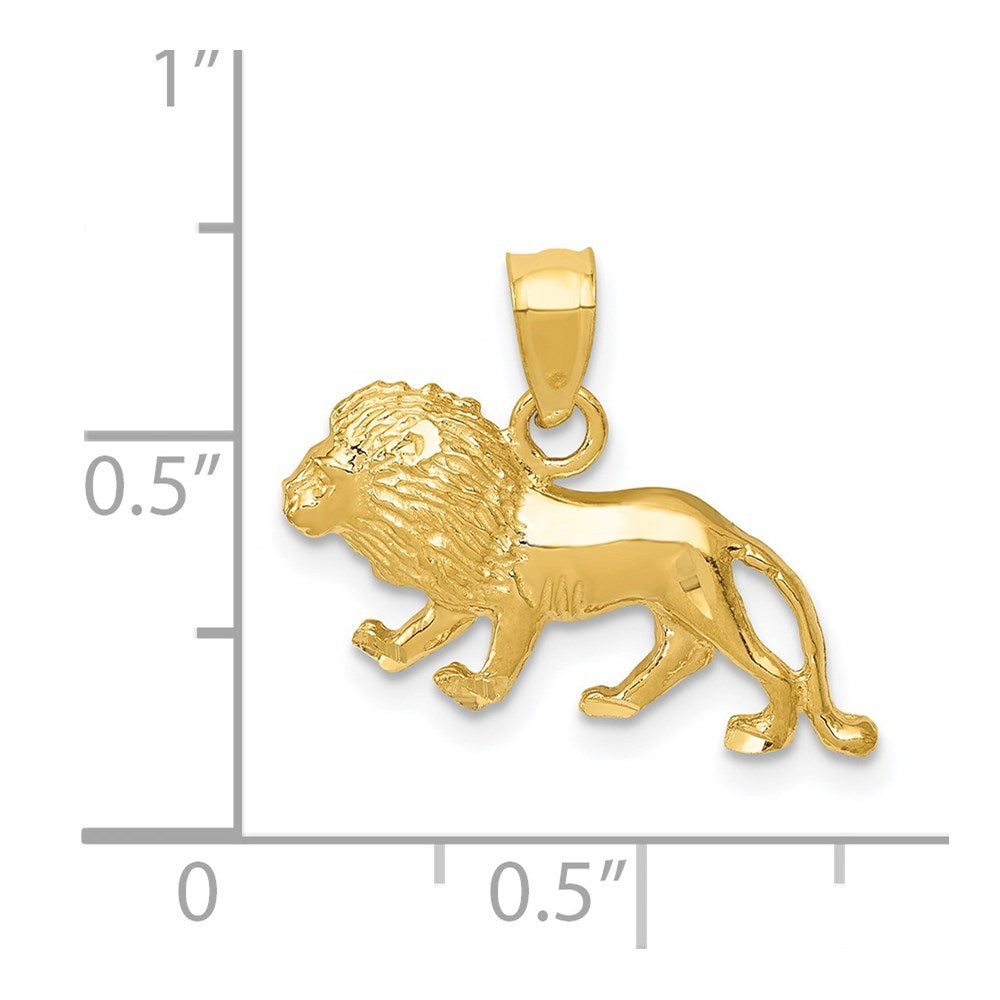 14K Gold Diamond-Cut Lion Pendant - Charlie & Co. Jewelry