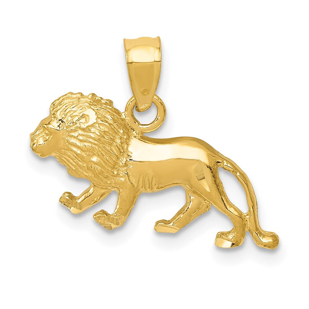 14K Gold Diamond-Cut Lion Pendant - Charlie & Co. Jewelry