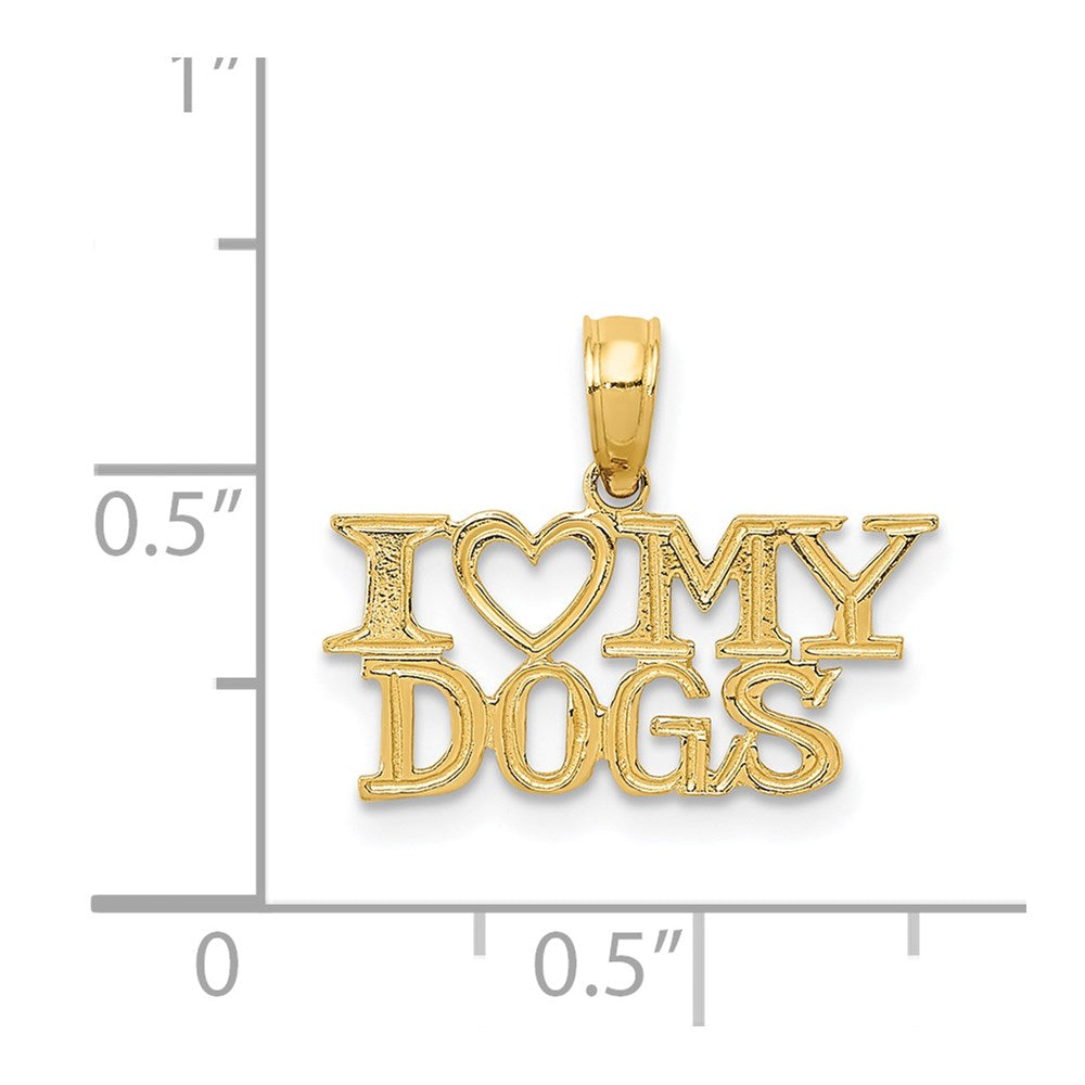 14K Gold "I Love My Dogs" Pendant Necklace - Charlie & Co. Jewelry