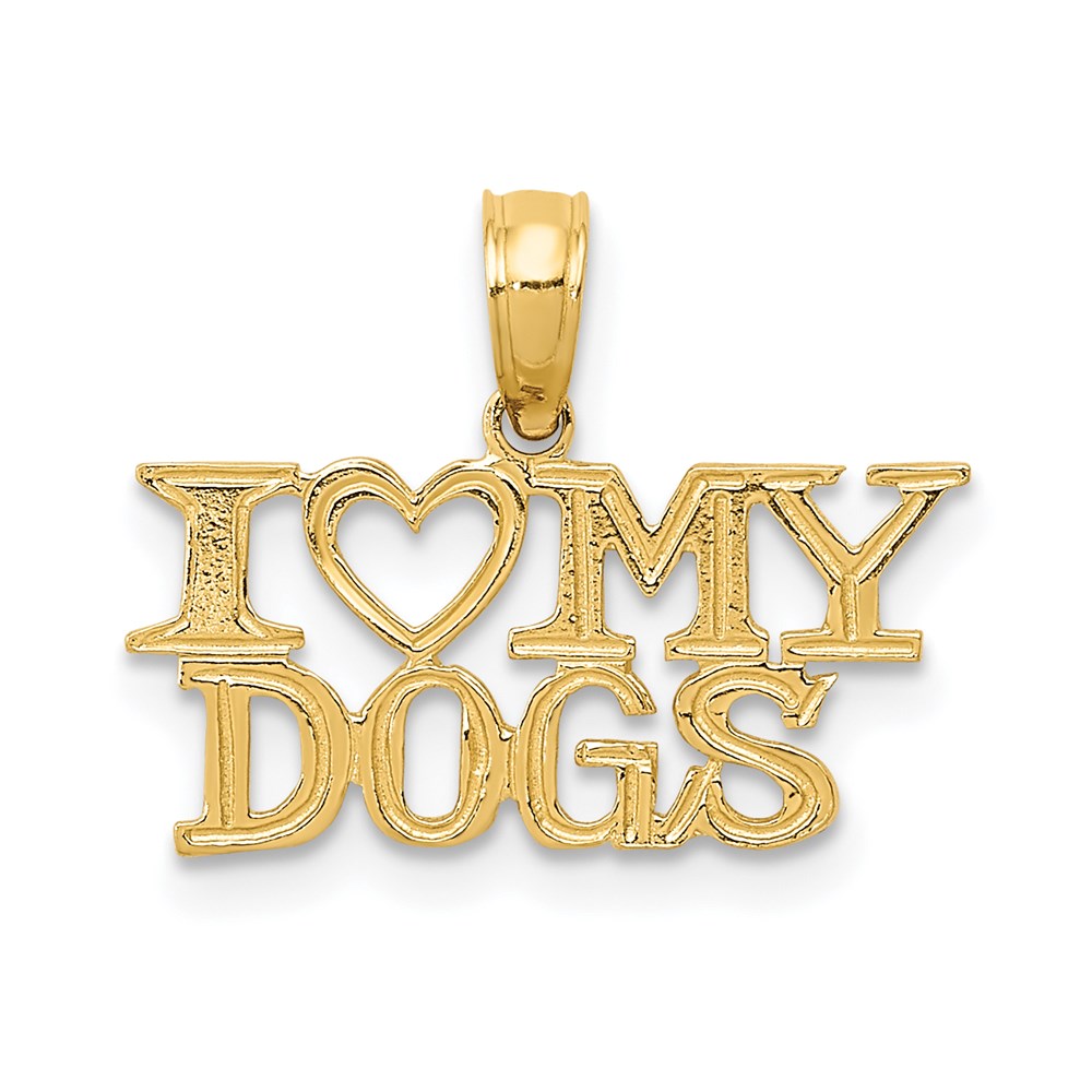 14K Gold "I Love My Dogs" Pendant Necklace - Charlie & Co. Jewelry