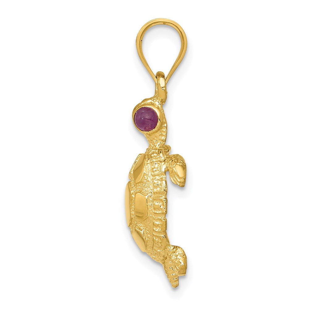 14K Gold Turtle Charm Pendant with Ruby Eyes - Charlie & Co. Jewelry