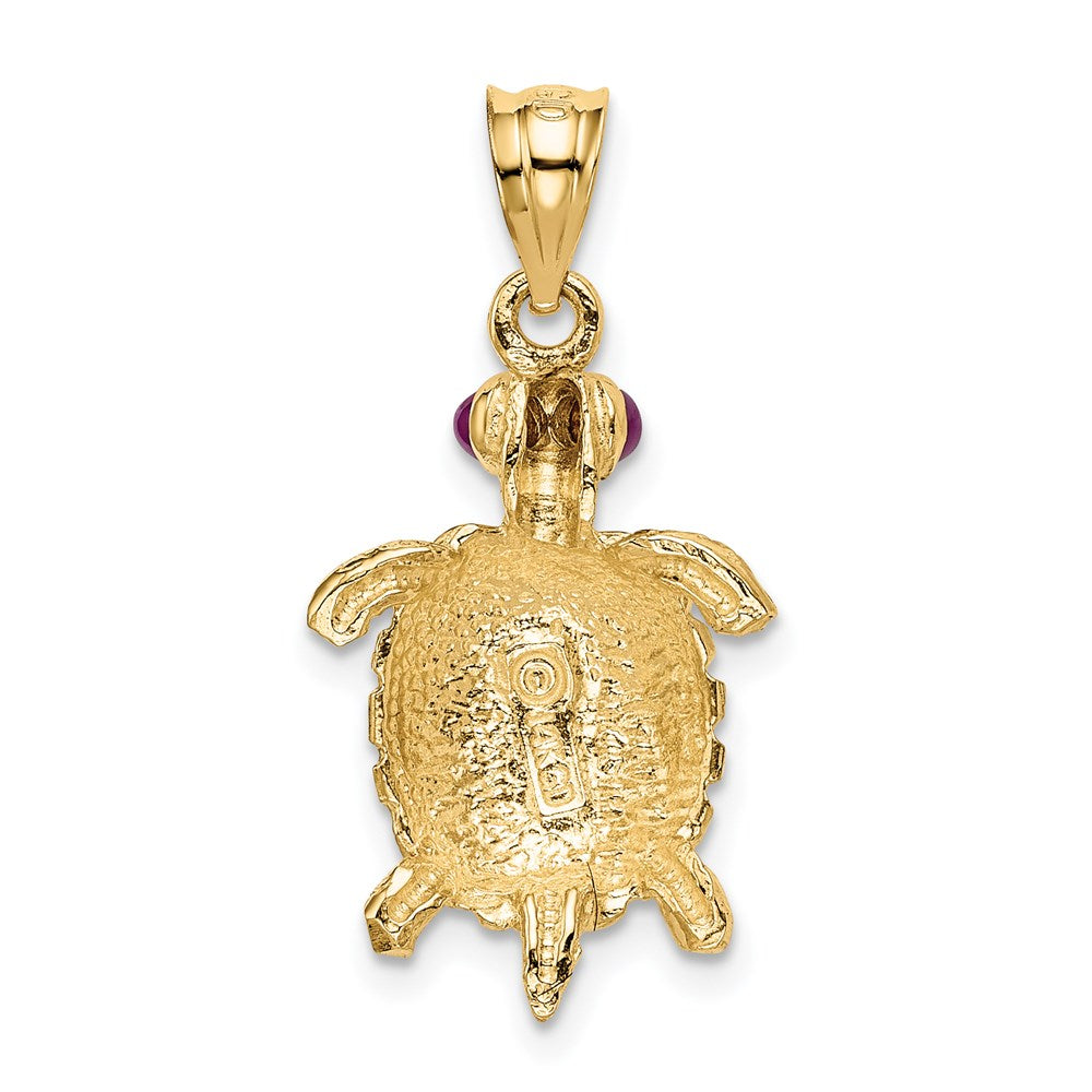 14K Gold Turtle Charm Pendant with Ruby Eyes - Charlie & Co. Jewelry