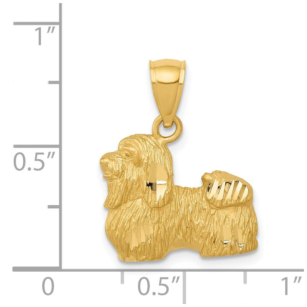 14K Gold Diamond-Cut Shih Tzu Necklace Pendant - Charlie & Co. Jewelry