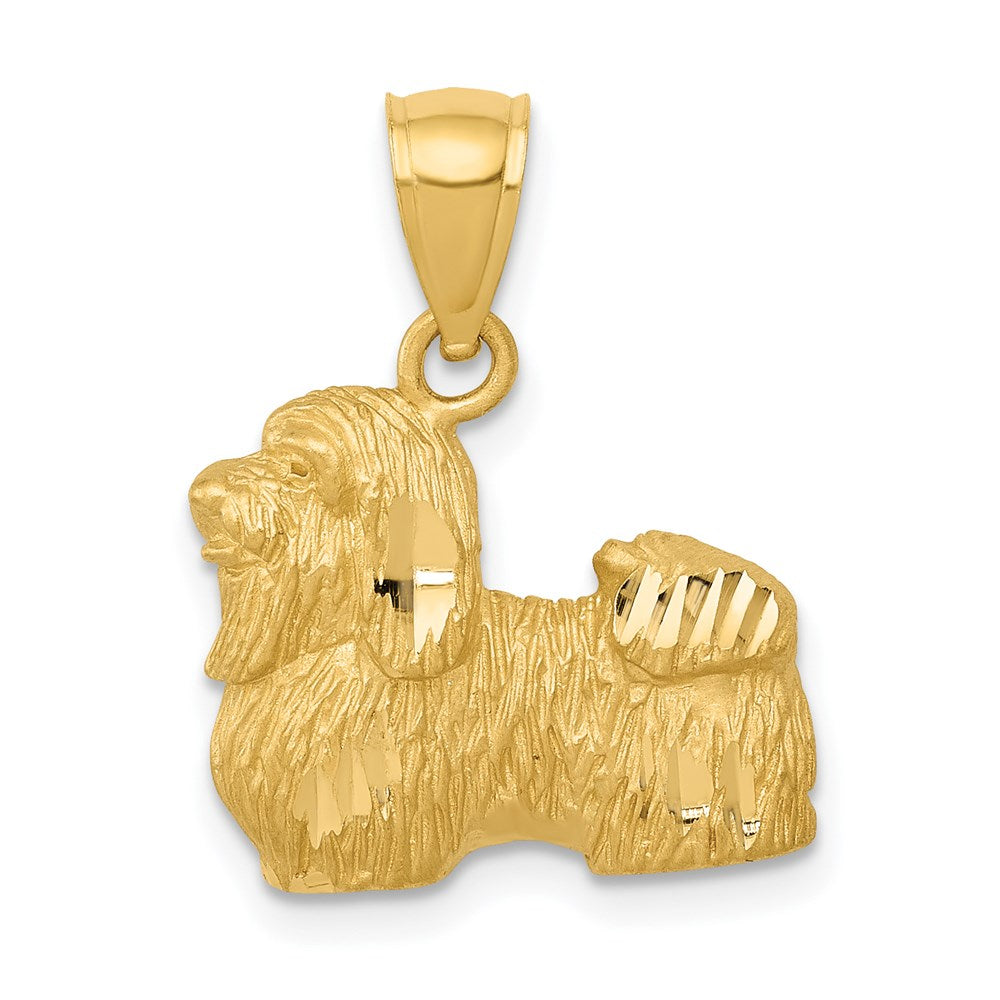 14K Gold Diamond-Cut Shih Tzu Necklace Pendant - Charlie & Co. Jewelry
