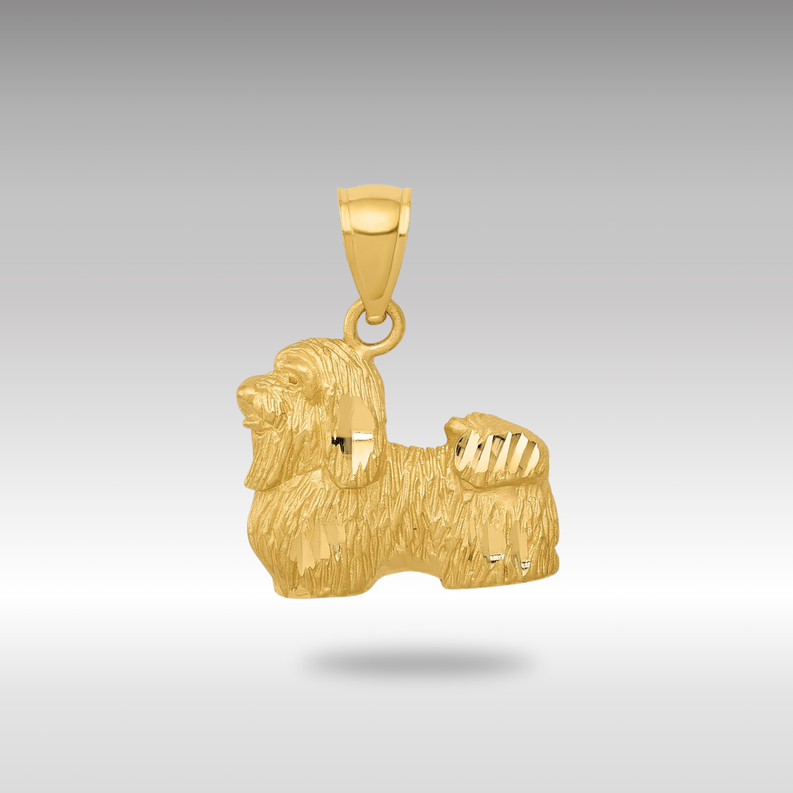 Gold Diamond-Cut Shih Tzu Necklace Pendant - Charlie & Co. Jewelry