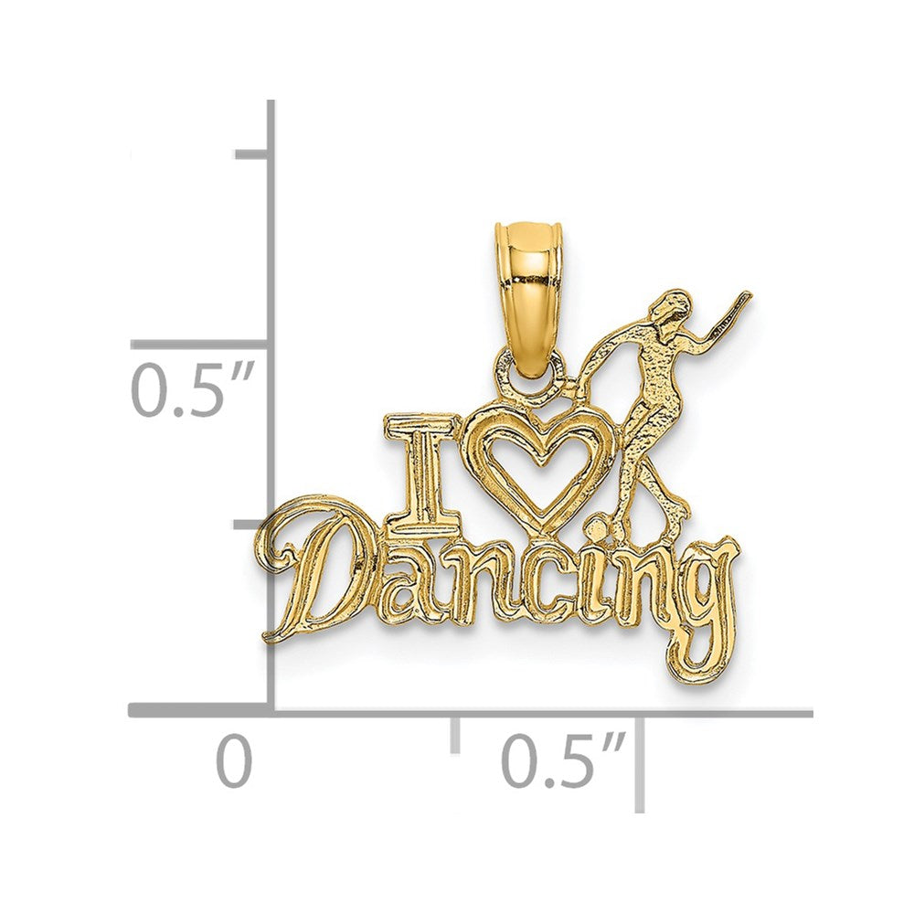 14K Gold 'I Heart Dancing' Necklace Pendant with Dancer Figure - Charlie & Co. Jewelry