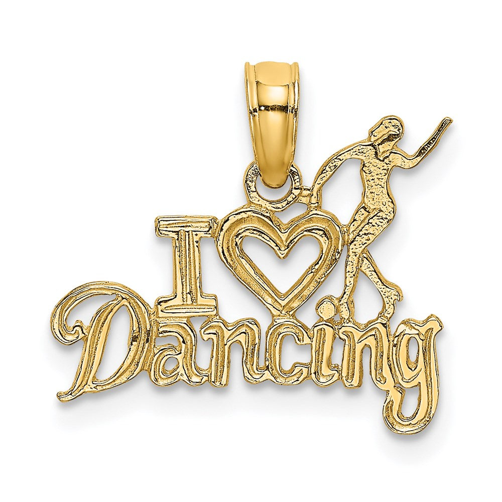14K Gold 'I Heart Dancing' Necklace Pendant with Dancer Figure - Charlie & Co. Jewelry