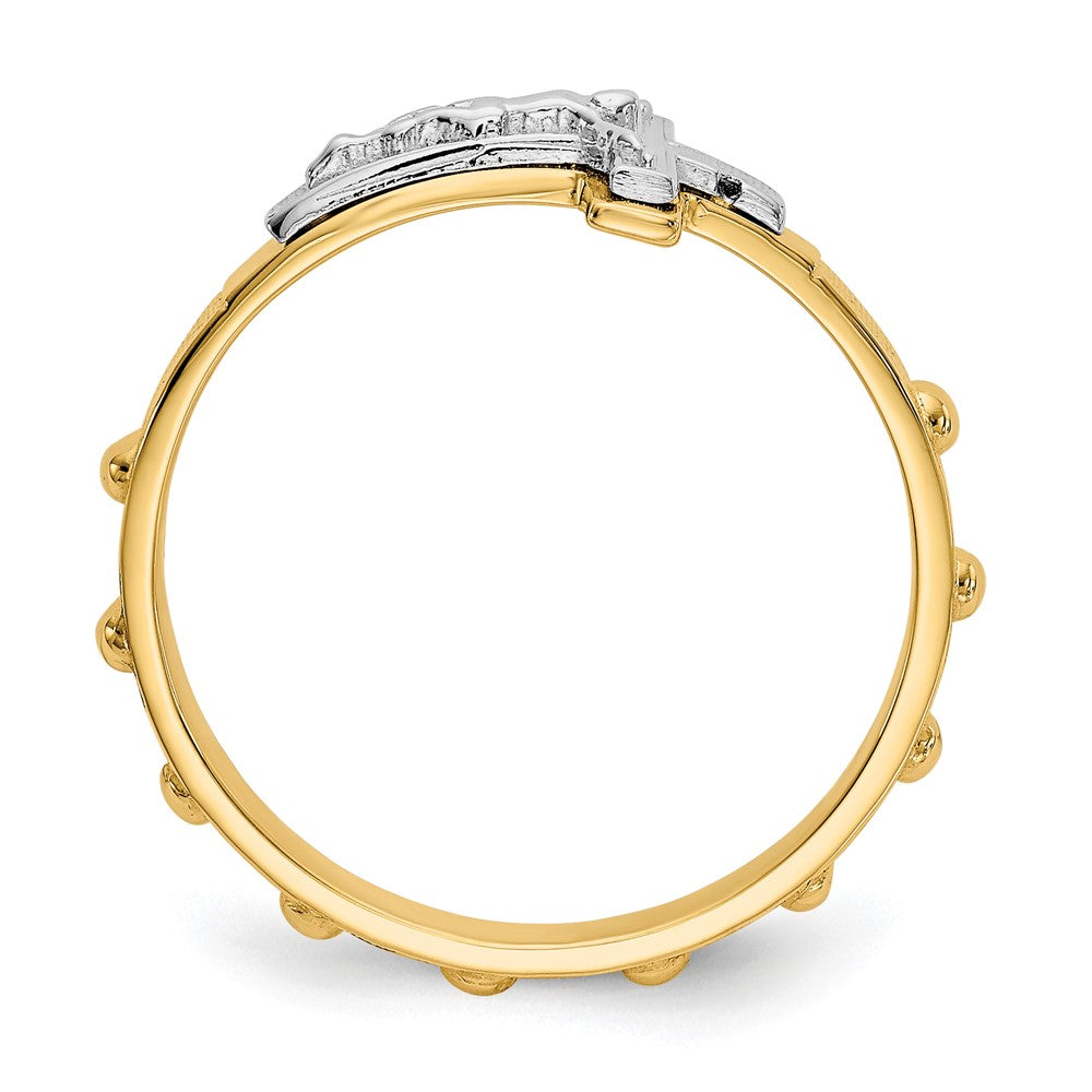 Yellow and White Gold Crucifix Rosary Ring Model-K3967 - Charlie & Co. Jewelry