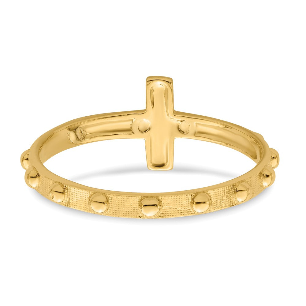 Yellow and White Gold Crucifix Rosary Ring Model-K3967 - Charlie & Co. Jewelry