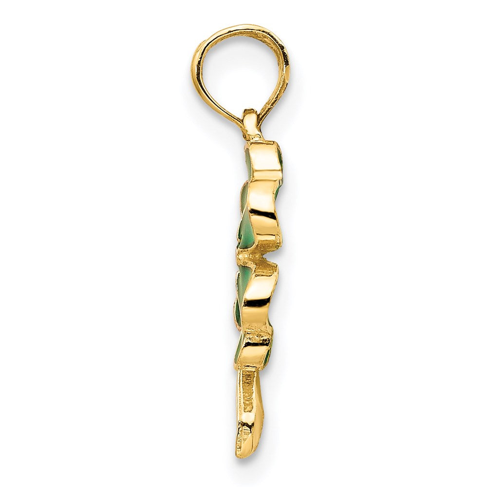 Gold Green Enameled Four-Leaf Clover Charm Model-K4097 - Charlie & Co. Jewelry