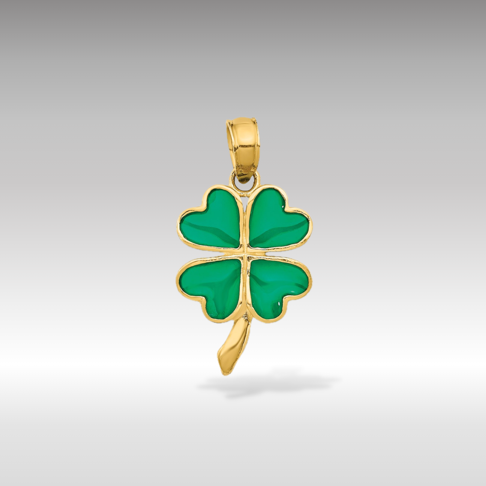 14K Gold Green Enameled Four-Leaf Clover Charm - Charlie & Co. Jewelry