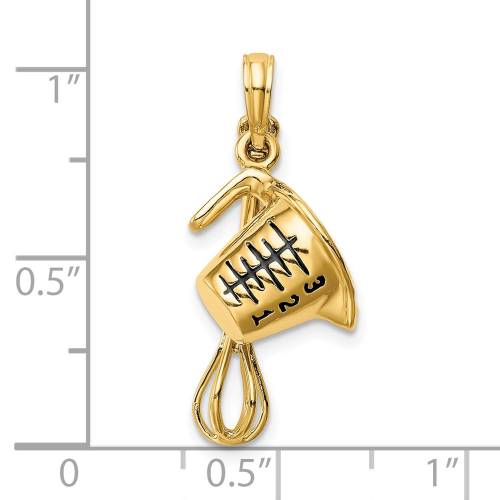 Charlie & Co Jewelry | 14k 3-d Black Enameled Measuring Cup And Whisk Pendant - Model K4210