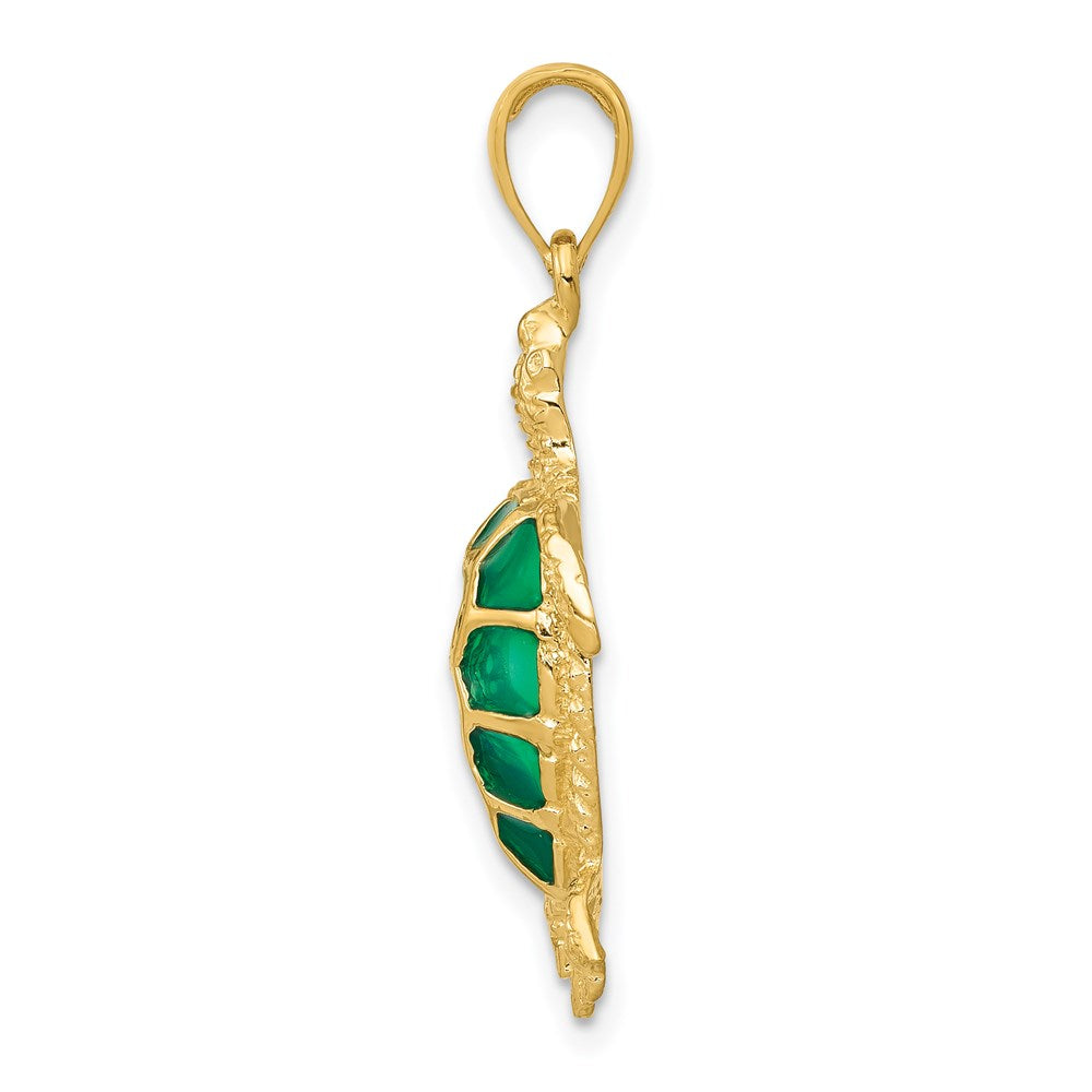 14k Gold Large Sea Turtle Necklace Pendant - Charlie & Co. Jewelry
