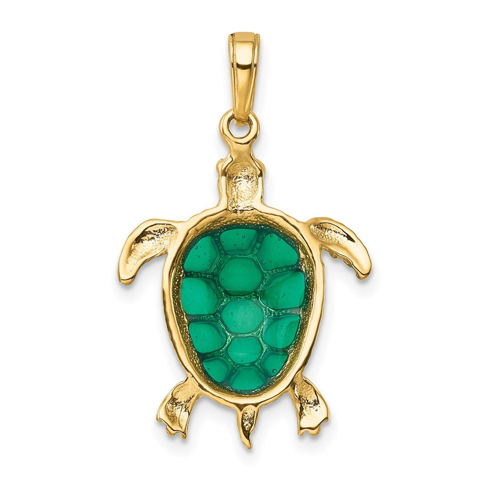 14k Gold Large Sea Turtle Necklace Pendant - Charlie & Co. Jewelry