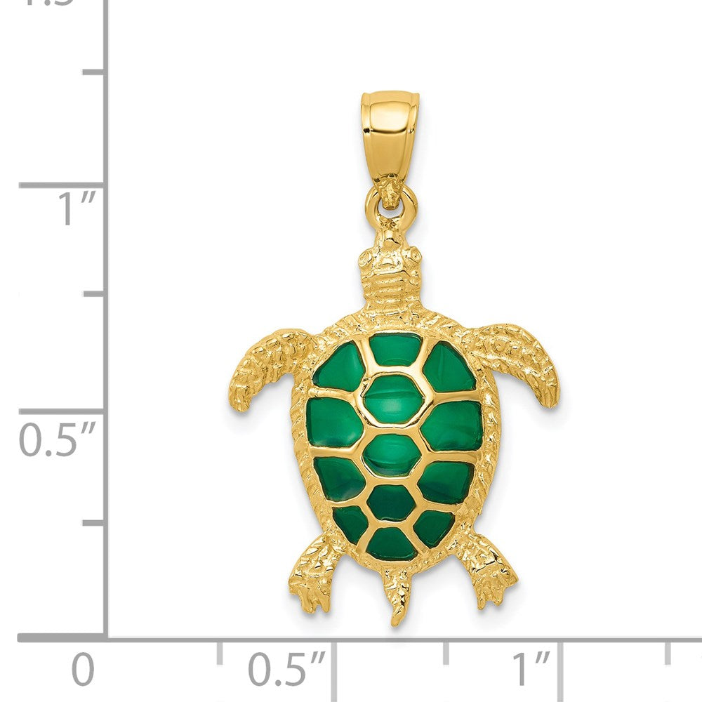 14k Gold Large Sea Turtle Necklace Pendant - Charlie & Co. Jewelry