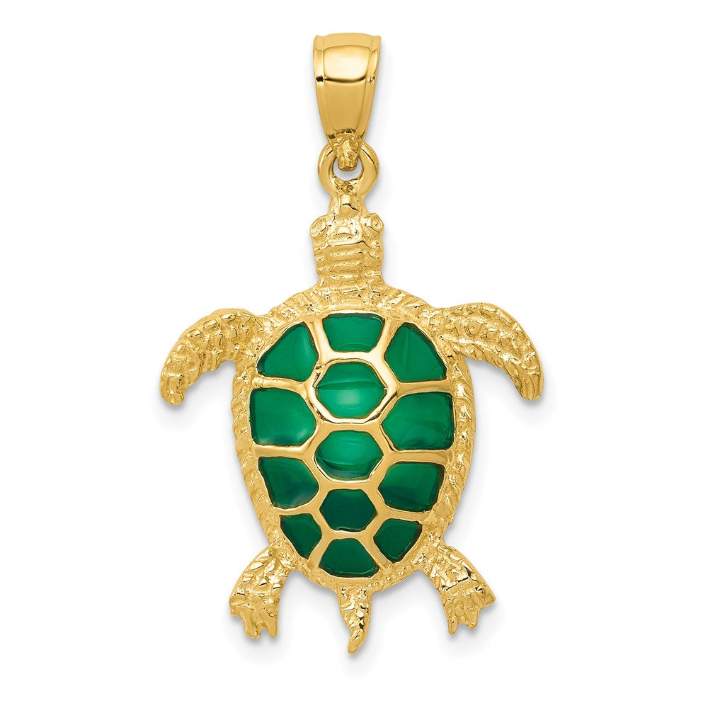14k Gold Large Sea Turtle Necklace Pendant - Charlie & Co. Jewelry